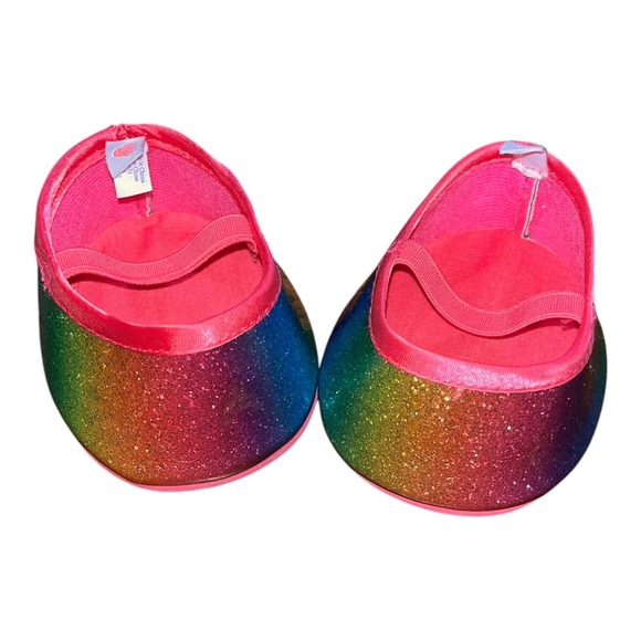 Build-A-Bear Other - Build-A-Bear Rainbow Glitter Flats Shoes Pink Elastic‎ Strap Plush Accessory